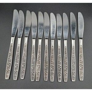 Vintage Pageant Harvest 11 Dinner Knives Stainless Flatware Japan